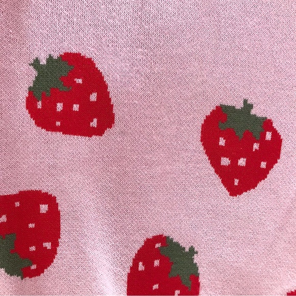 Strawberry Cardigan Sweater in Red and Pink, New in Bag - Picture 6 of 6